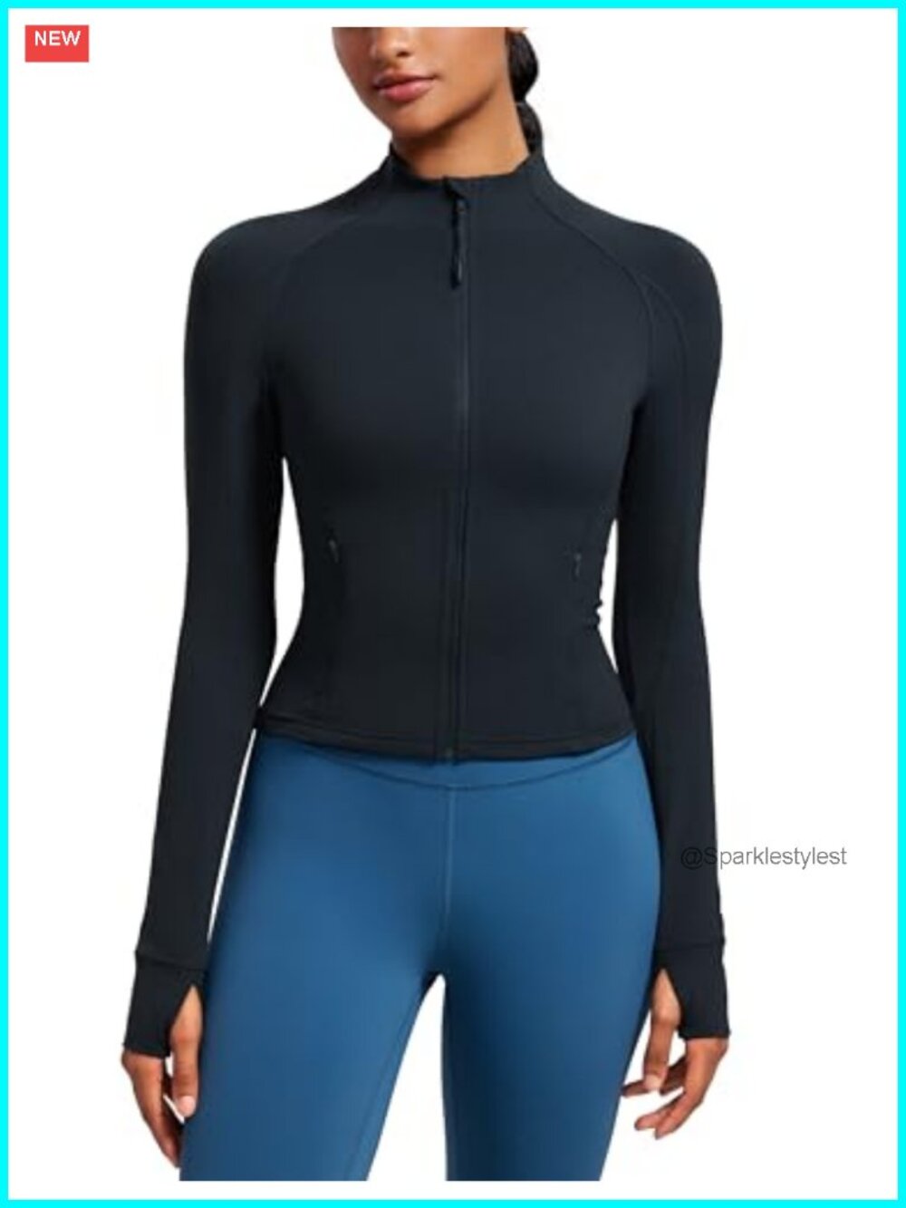 Butterluxe Slim Fit Waist Length Cropped Active Jacket with Thumbholes